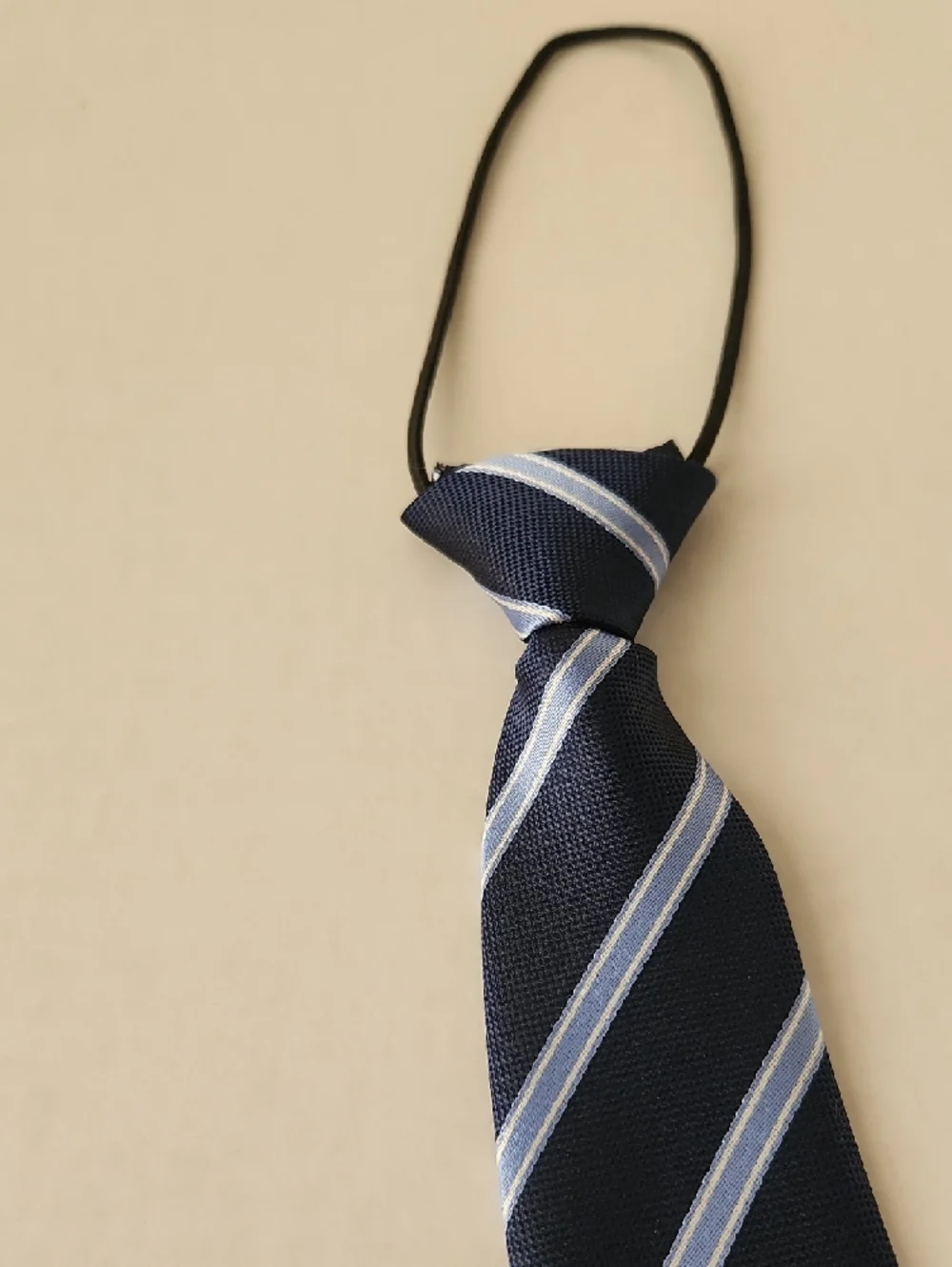 Navy Blue Striped Elastic Tie
